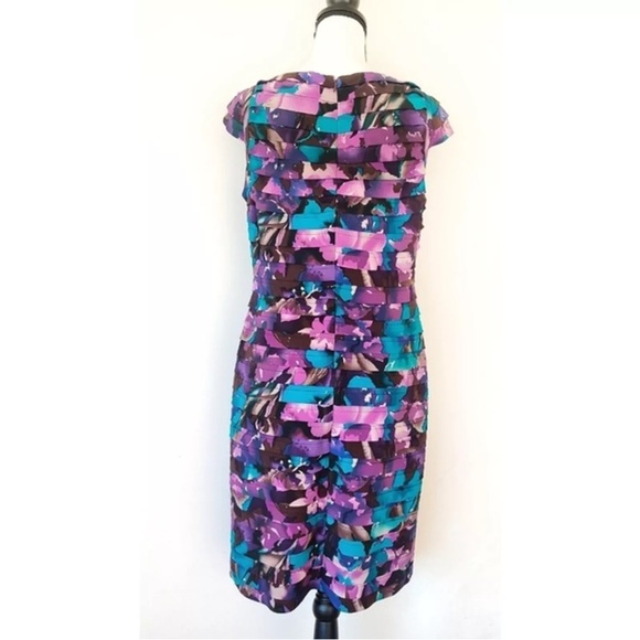 Adriana Papell Multicolored Cocktail Dress 14 Petite - Picture 3 of 8